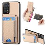 For Xiaomi Redmi Note 11S Carbon Fiber Vertical Flip Wallet Stand Phone Case(Khaki)