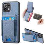 For Xiaomi Mi 11 Lite Carbon Fiber Vertical Flip Wallet Stand Phone Case(Blue)