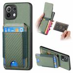 For Xiaomi Mi 11 Lite Carbon Fiber Vertical Flip Wallet Stand Phone Case(Green)