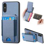 For Xiaomi Redmi 9A Carbon Fiber Vertical Flip Wallet Stand Phone Case(Blue)