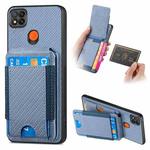 For Xiaomi Redmi 9C Carbon Fiber Vertical Flip Wallet Stand Phone Case(Blue)