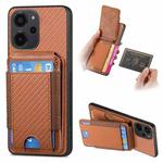 For Xiaomi Redmi 12 4G/5G Carbon Fiber Vertical Flip Wallet Stand Phone Case(Brown)