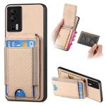 For Xiaomi Redmi K60 / K60 Pro Carbon Fiber Vertical Flip Wallet Stand Phone Case(Khaki)