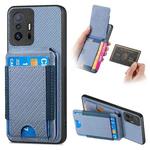 For Xiaomi Mi 11T / 11T Pro Carbon Fiber Vertical Flip Wallet Stand Phone Case(Blue)