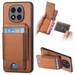 For Xiaomi Redmi Note 14 Pro+ 5G Carbon Fiber Vertical Flip Wallet Stand Phone Case(Brown)