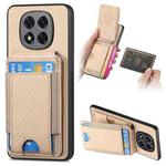 For Xiaomi Redmi Note 14 Pro+ 5G Carbon Fiber Vertical Flip Wallet Stand Phone Case(Khaki)