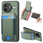 For Redmi K80 / Poco F7 Pro Carbon Fiber Vertical Flip Wallet Stand Phone Case(Green)