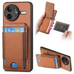 For Redmi K80 Pro / Poco F7 Ultra Carbon Fiber Vertical Flip Wallet Stand Phone Case(Brown)