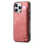 For iPhone 16 Pro Max Retro Wristband Holder Leather Back Phone Case(Pink)