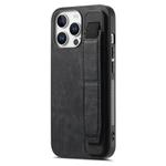 For iPhone 16 Pro Max Retro Wristband Holder Leather Back Phone Case(Black)