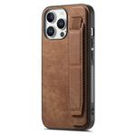 For iPhone 16 Pro Max Retro Wristband Holder Leather Back Phone Case(Brown)