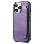 For iPhone 16 Pro Max Retro Wristband Holder Leather Back Phone Case(Purple)