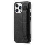 For iPhone 16 Pro Retro Wristband Holder Leather Back Phone Case(Black)