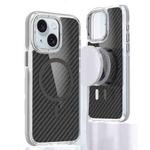 For iPhone 15 Plus Magsafe Dual-Color Carbon Fiber Phone Case(Grey)
