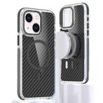 For iPhone 14 Plus Magsafe Dual-Color Carbon Fiber Phone Case(Black)
