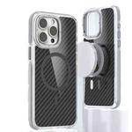 For iPhone 14 Pro Max Magsafe Dual-Color Carbon Fiber Phone Case(Grey)