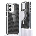 For iPhone 12 Magsafe Dual-Color Carbon Fiber Phone Case(Black)