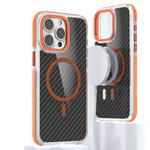 For iPhone 12 Pro Magsafe Dual-Color Carbon Fiber Phone Case(Orange)