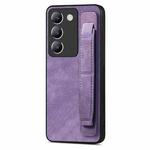 For vivo Y100 IDN Retro Wristband Holder Leather Back Phone Case(Purple)