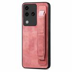 For vivo S18 Pro Retro Wristband Holder Leather Back Phone Case(Pink)
