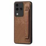 For vivo S18 Retro Wristband Holder Leather Back Phone Case(Brown)