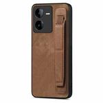 For vivo iQOO Z8 Retro Wristband Holder Leather Back Phone Case(Brown)