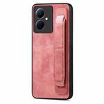 For vivo Y78+ Retro Wristband Holder Leather Back Phone Case(Pink)