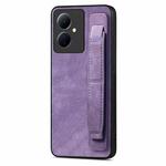 For vivo Y78+ Retro Wristband Holder Leather Back Phone Case(Purple)