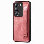 For vivo Y100 Retro Wristband Holder Leather Back Phone Case(Pink)