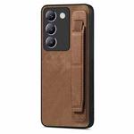 For vivo Y100 Retro Wristband Holder Leather Back Phone Case(Brown)