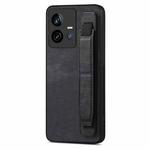 For vivo iQOO 11 5G Retro Wristband Holder Leather Back Phone Case(Black)