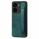 For vivo Y52T Retro Wristband Holder Leather Back Phone Case(Green)
