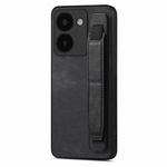 For vivo Y52T Retro Wristband Holder Leather Back Phone Case(Black)