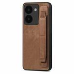 For vivo Y52T Retro Wristband Holder Leather Back Phone Case(Brown)