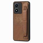 For vivo Y02S Retro Wristband Holder Leather Back Phone Case(Brown)