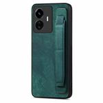 For vivo Y77 5G Retro Wristband Holder Leather Back Phone Case(Green)
