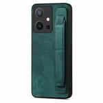 For vivo Y75 5G Retro Wristband Holder Leather Back Phone Case(Green)