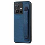 For vivo Y75 5G Retro Wristband Holder Leather Back Phone Case(Blue)