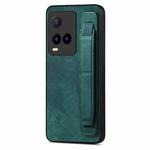For vivo Y21s Retro Wristband Holder Leather Back Phone Case(Green)