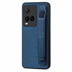 For vivo Y21s Retro Wristband Holder Leather Back Phone Case(Blue)