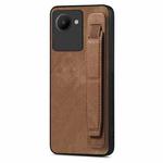 For Realme C30S Retro Wristband Holder Leather Back Phone Case(Brown)