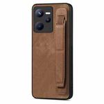 For Realme C35 Retro Wristband Holder Leather Back Phone Case(Brown)
