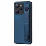 For Realme C35 Retro Wristband Holder Leather Back Phone Case(Blue)