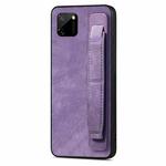 For Realme C11 2021 Retro Wristband Holder Leather Back Phone Case(Purple)