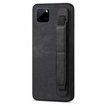 For Realme C21Y Retro Wristband Holder Leather Back Phone Case(Black)