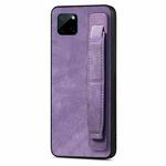 For Realme C21Y Retro Wristband Holder Leather Back Phone Case(Purple)