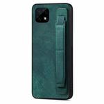 For Realme C21 Retro Wristband Holder Leather Back Phone Case(Green)