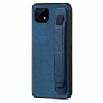 For Realme C21 Retro Wristband Holder Leather Back Phone Case(Blue)