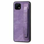 For Realme C21 Retro Wristband Holder Leather Back Phone Case(Purple)