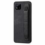 For Realme C20 Retro Wristband Holder Leather Back Phone Case(Black)